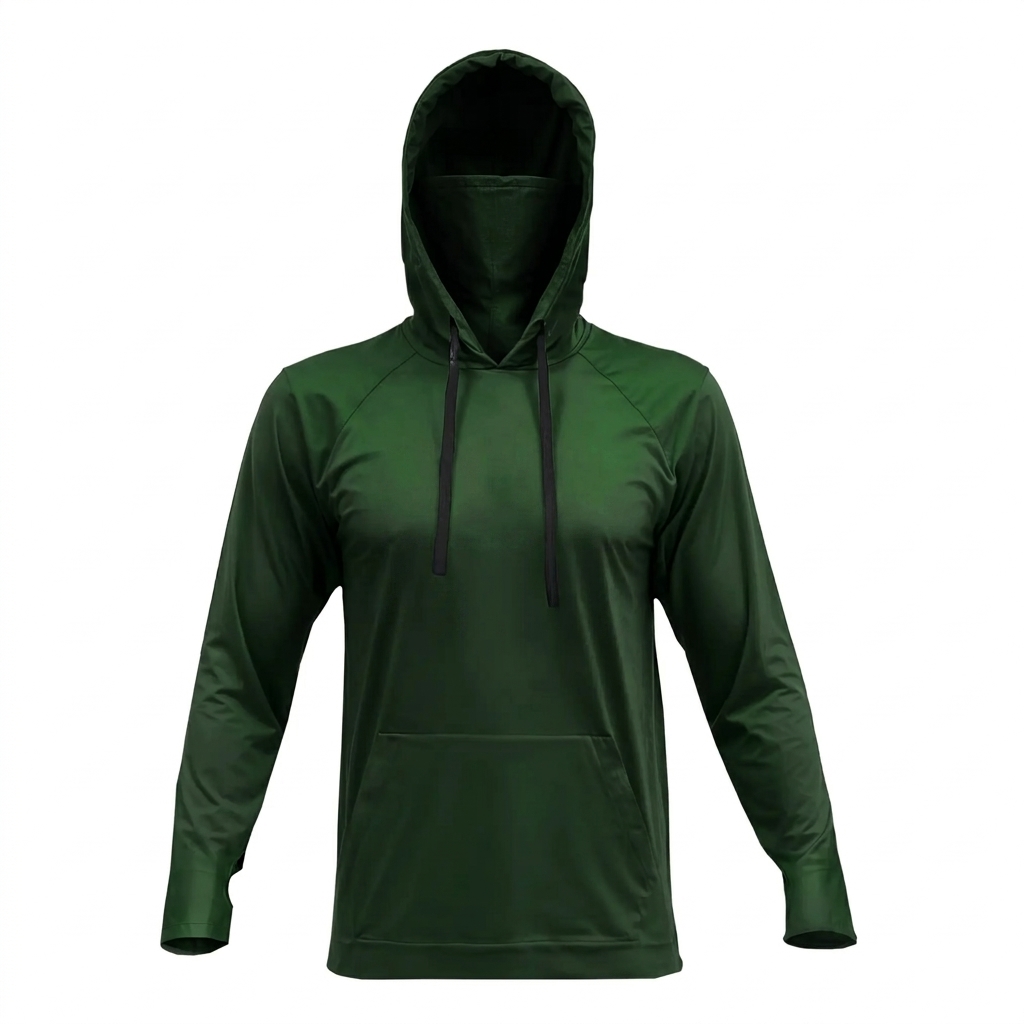 🔥Men's UPF 50 Hooded Long Sleeve Outdoor Shirt with Gaiter Lightweight Moisture Wicking Fishing & Construction Work Wear