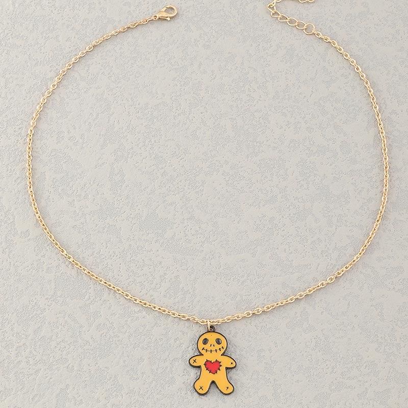 Fashionable And Personalized Creative Pumpkin Devil Bat Grimace Design Necklace