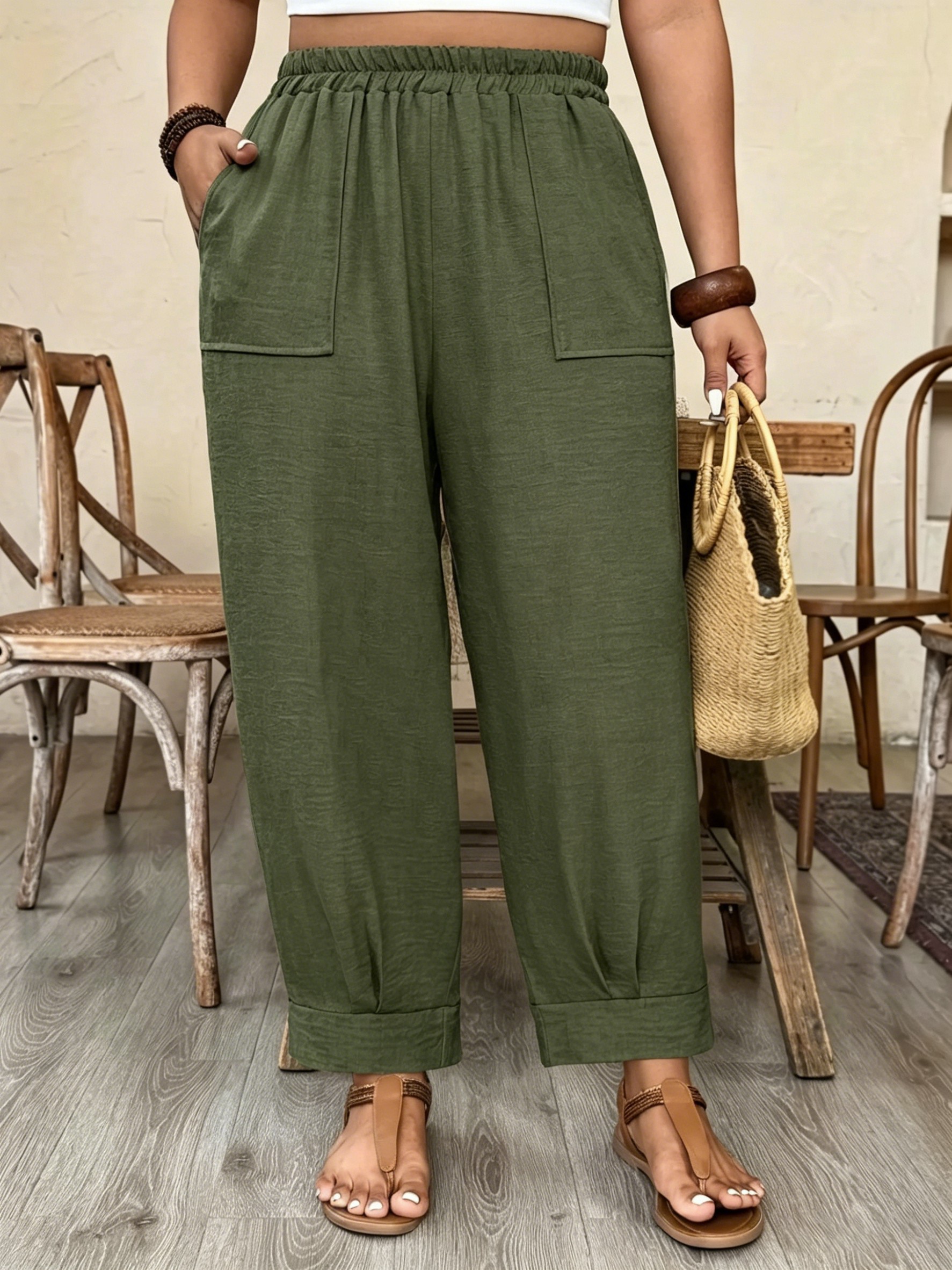 🔥Women's Casual Elastic Waist Lounge Pants – Lightweight Loose Fit Everyday Trousers