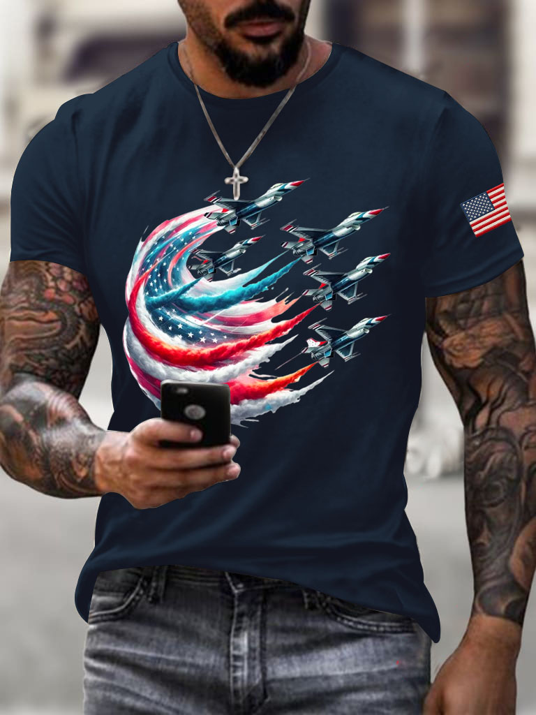 Men'S American Flag Jet Fighter T-Shirt