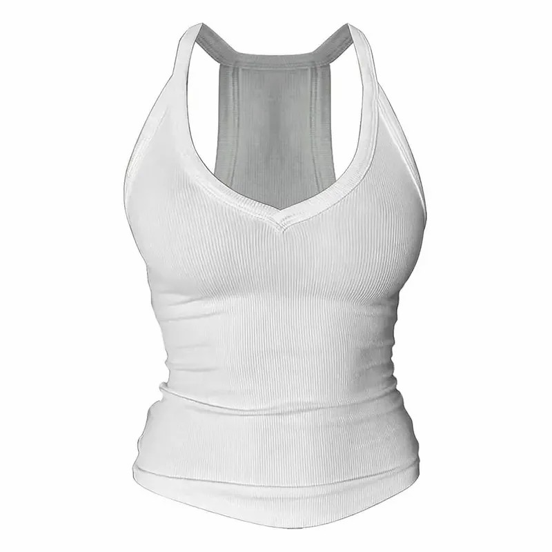 Built-in bust support, sleeveless backless slim-fit basic tank top