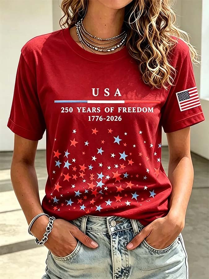 Women'S Casual Independence Day Printed Top