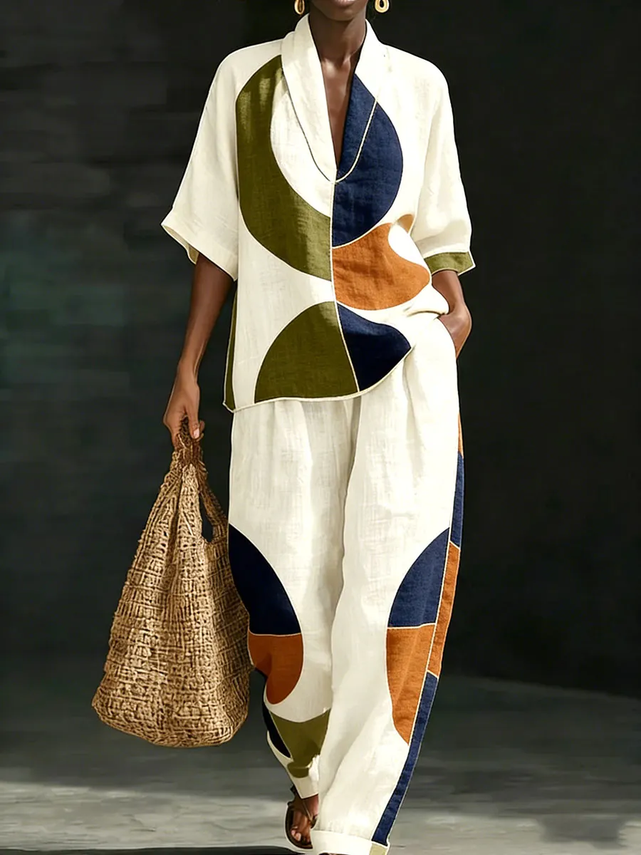 Women’s Tribal Geometric Print Two-Piece Set
