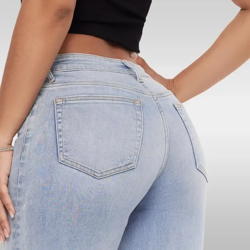 Mid-to-low waist loose stretch wide-leg jeans
