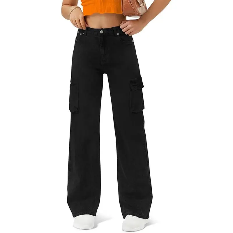 Women High Waisted Cargo Jean