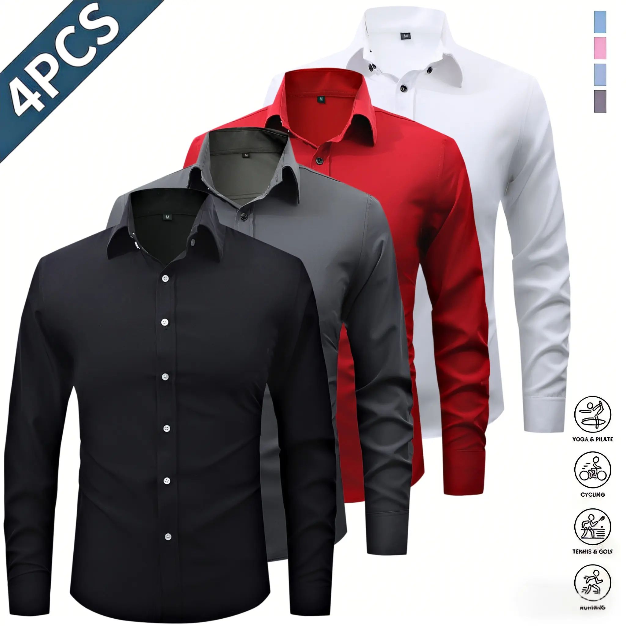 Men’s long-sleeve shirts with a notched lapel collar