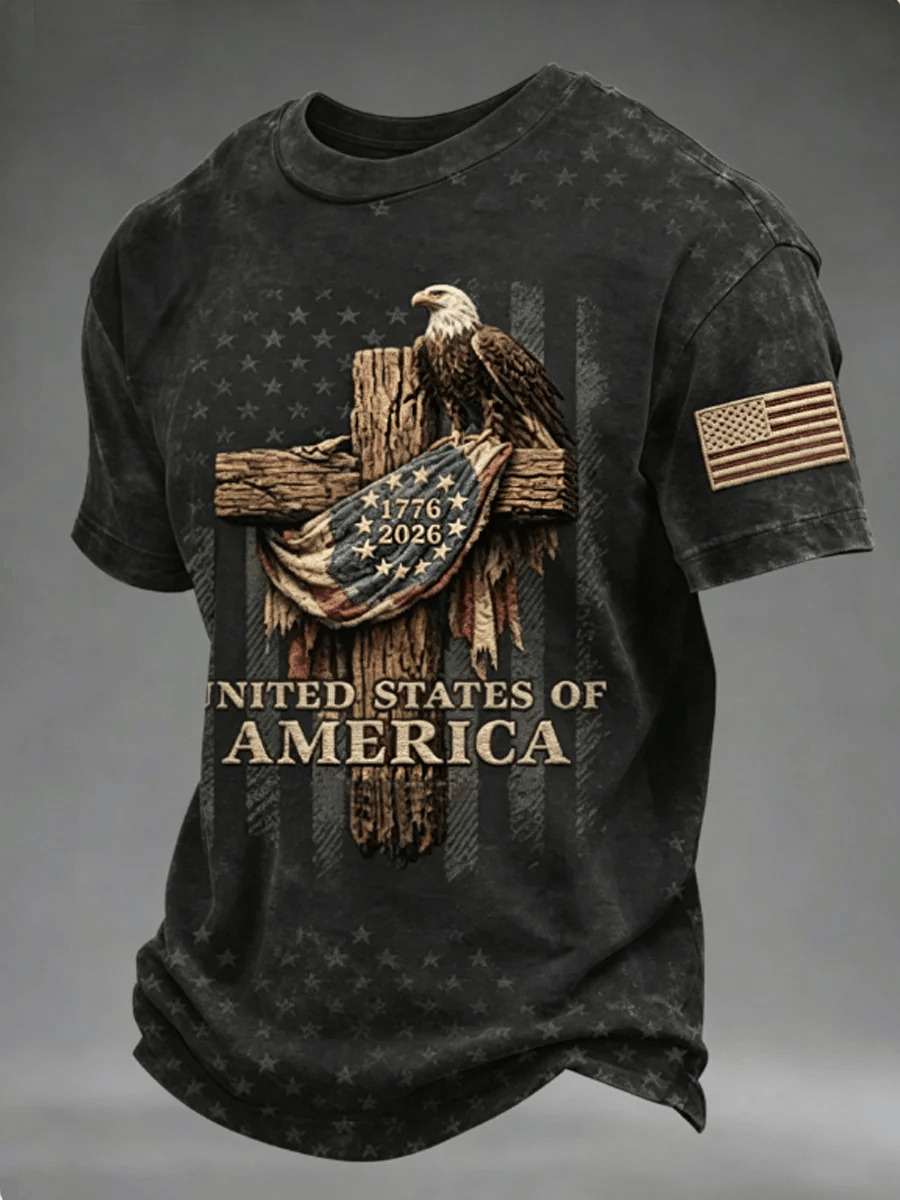 Men's  Independence Day We The People 1776-2026 Printed Casual T-Shirt