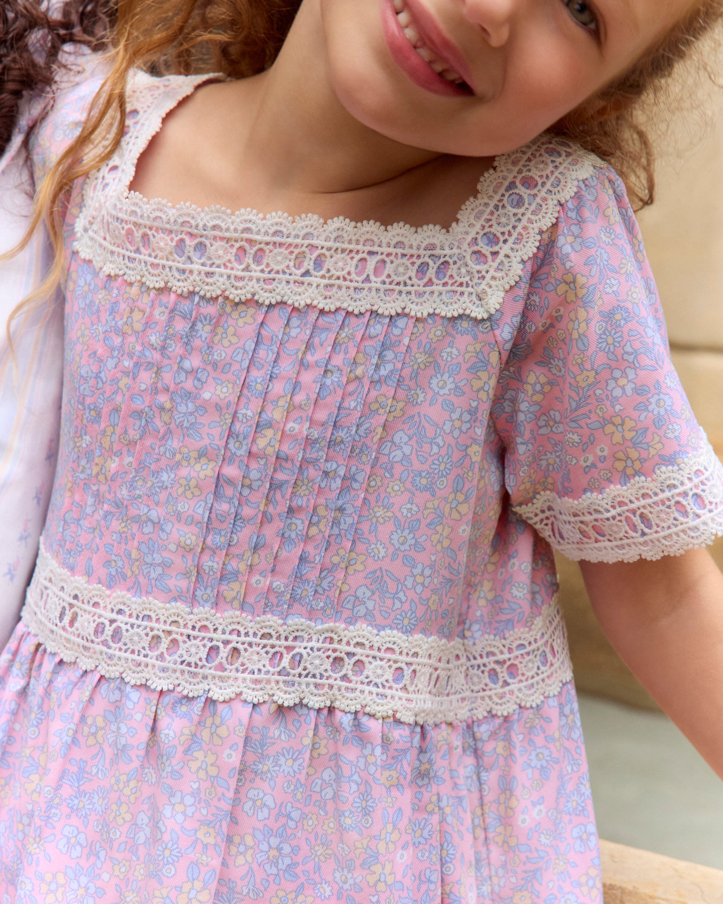 Girl's Twill Juliette Nightgown in Fleur Blush