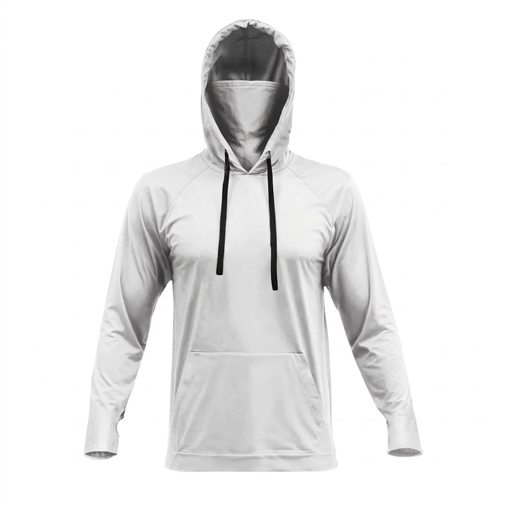 🔥Men's UPF 50 Hooded Long Sleeve Outdoor Shirt with Gaiter Lightweight Moisture Wicking Fishing & Construction Work Wear