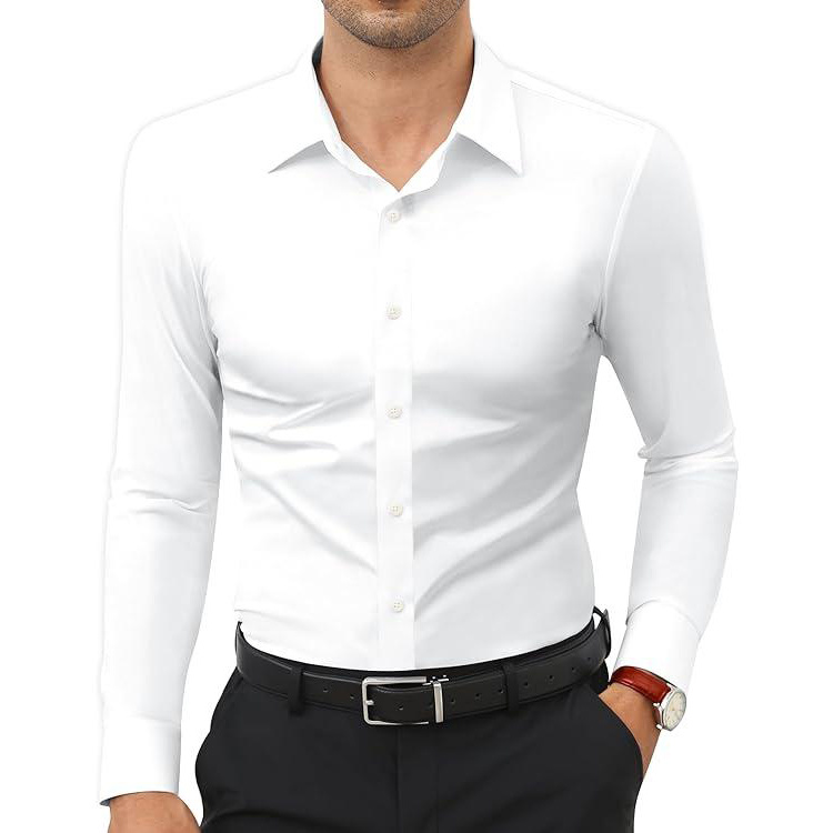 🔥Last Day Promotion!🔥Men’s 4-Way Stretch Travel Dress Shirt: Wrinkle-Free Slim Fit