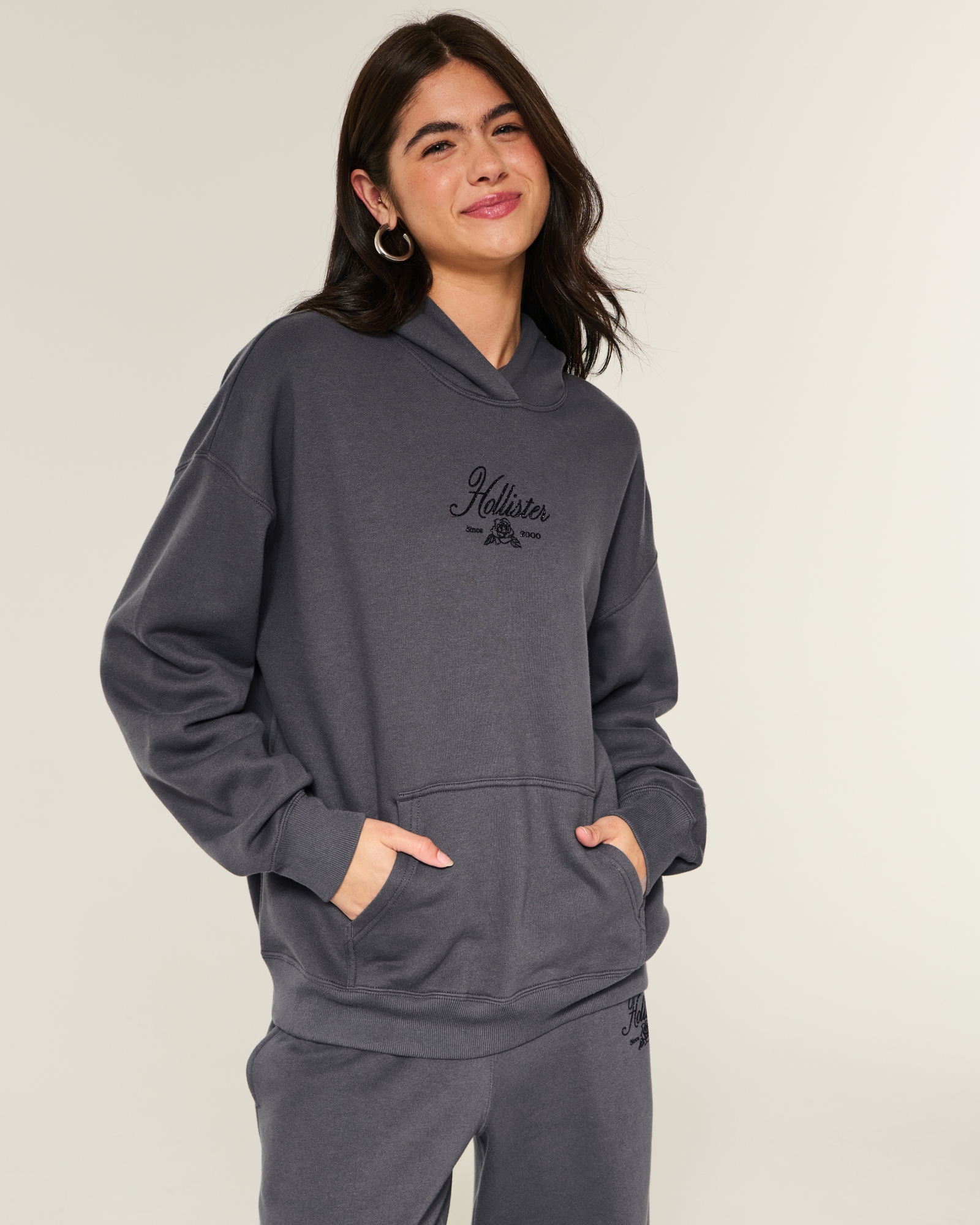 Oversized Sparkle Logo Graphic Hoodie