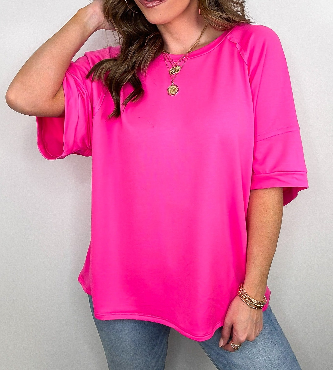 Chill Out Terry Knit Raw Edge Relaxed Top