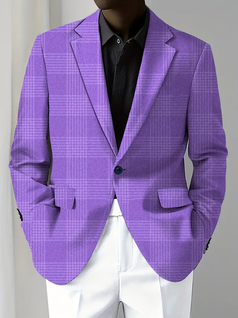 Men's Casual Solid Notch Lapel One Button Blazer