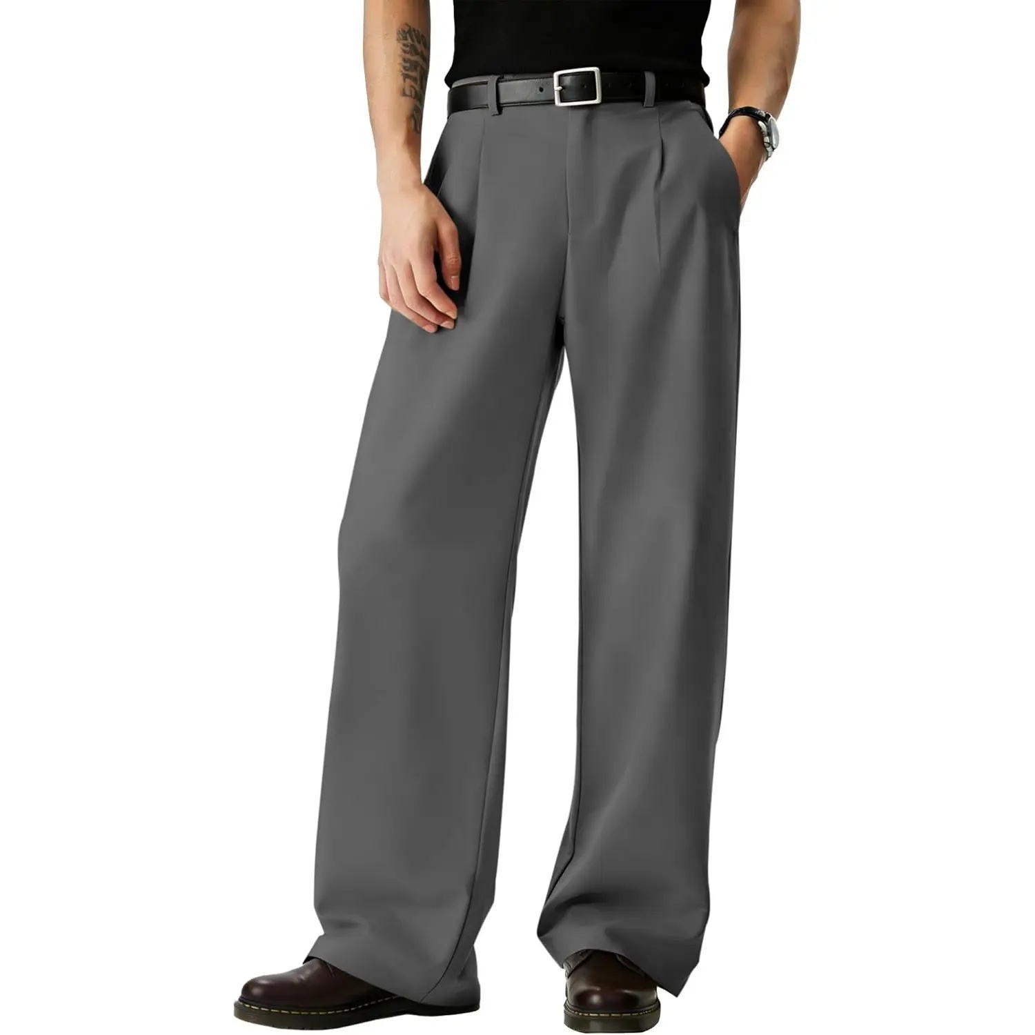 Men’s Pleated Wide-Leg Dress Pants