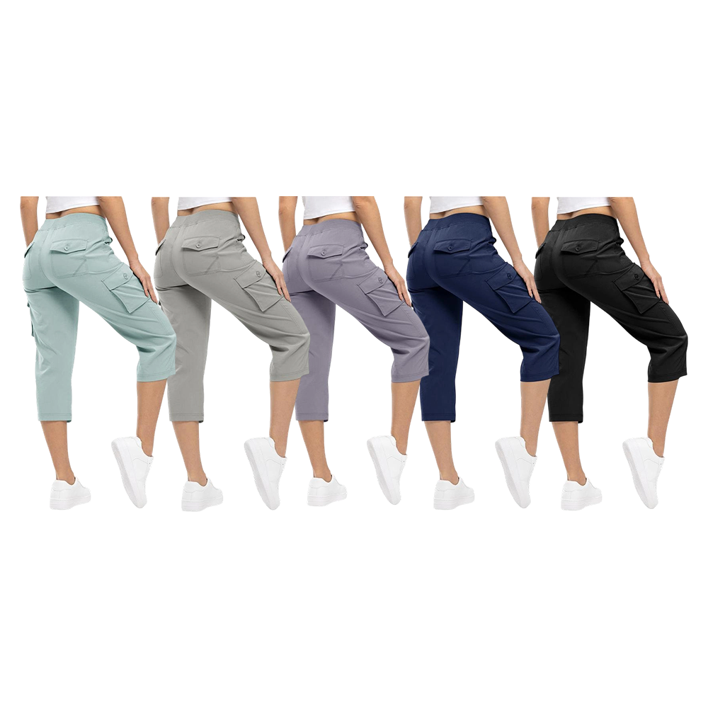 Women's Quick-Dry Hiking Capris with 6 Pockets – Lightweight Cargo Outdoor Shorts
