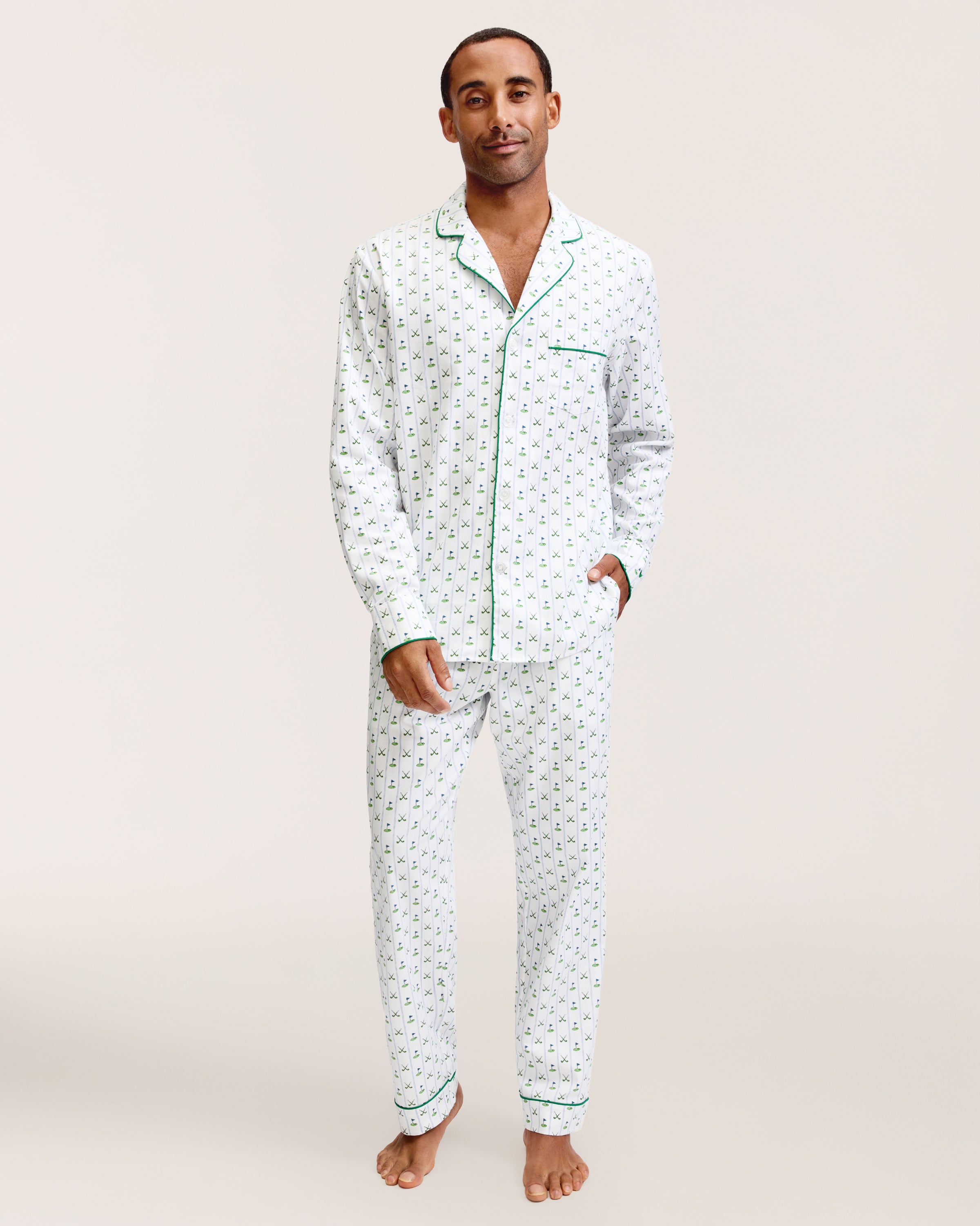 Men's Twill Pajama Set in Fairway Stripe