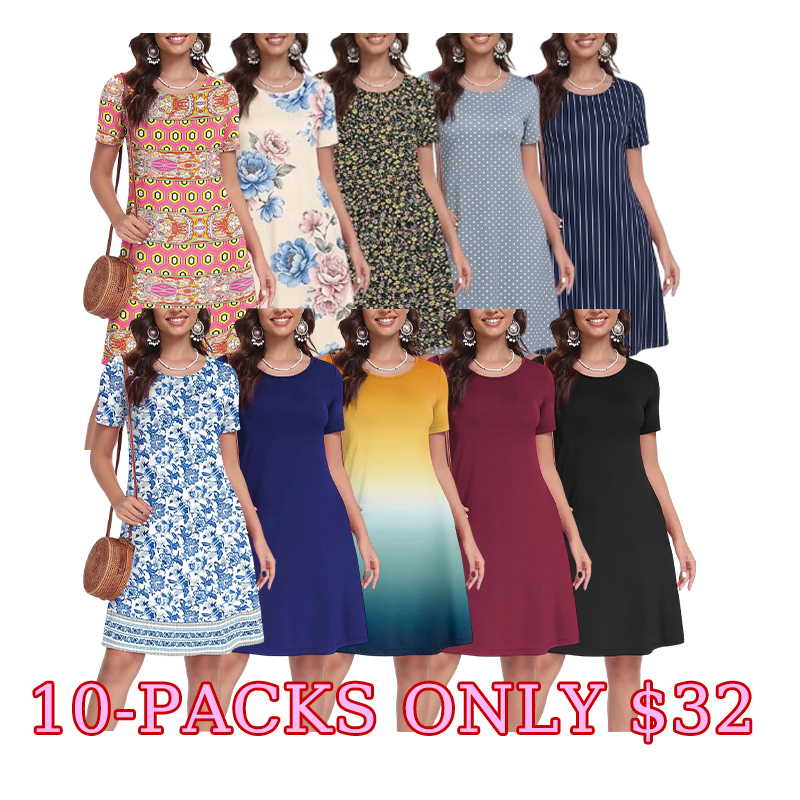 Women’s Floral Midi Dress with Pockets – Casual Summer Travel Style