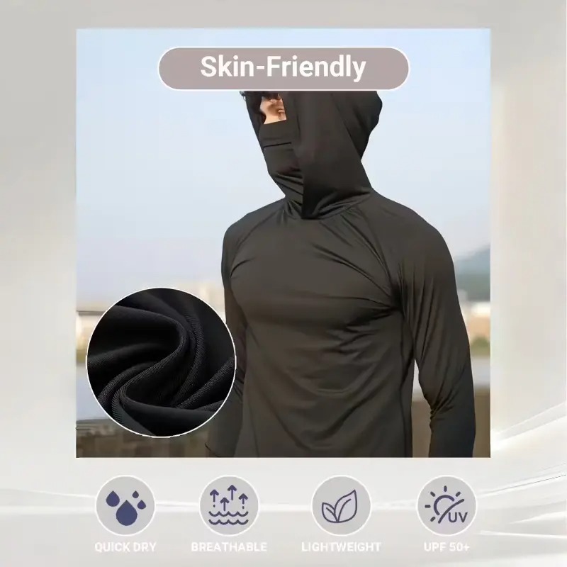 Men's Casual Hoodie Pullovers Slim Fit Long Sleeve Lightweight UPF 50+ Sun Protection