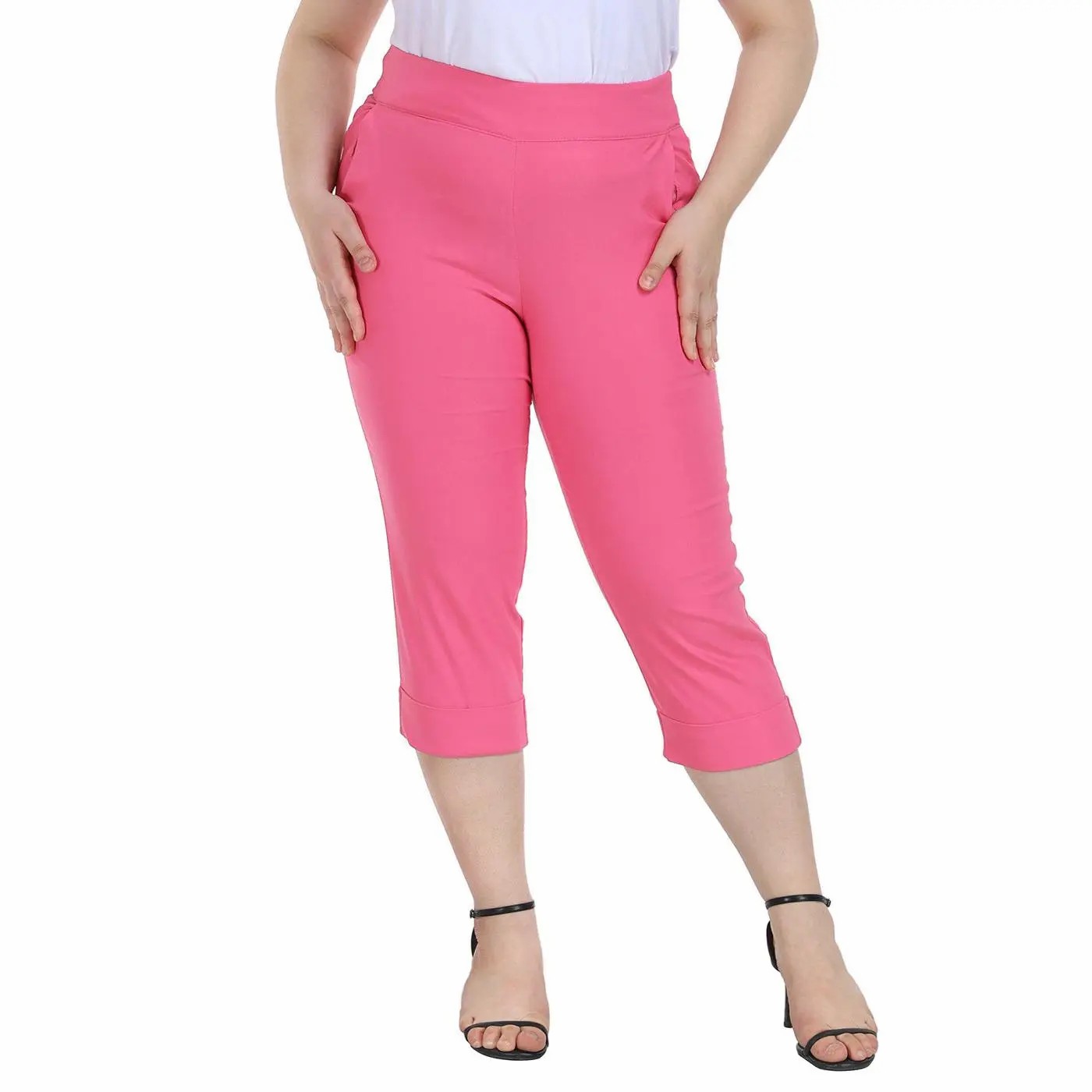 Women’s Plus Size Pull-On Tummy Control Capri Pants – Lightweight Everyday Comfort