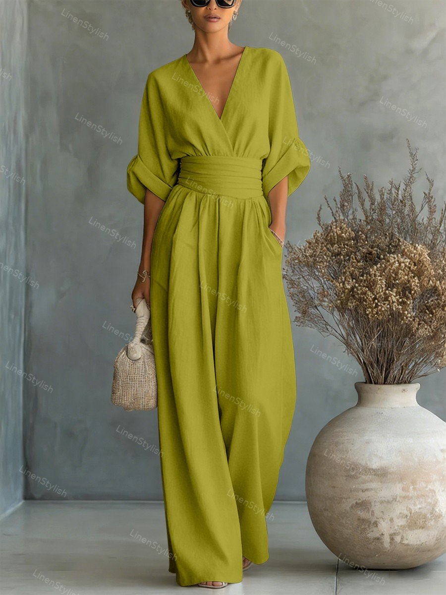 Essential V-neck Waist Jumpsuit Clearance Sale