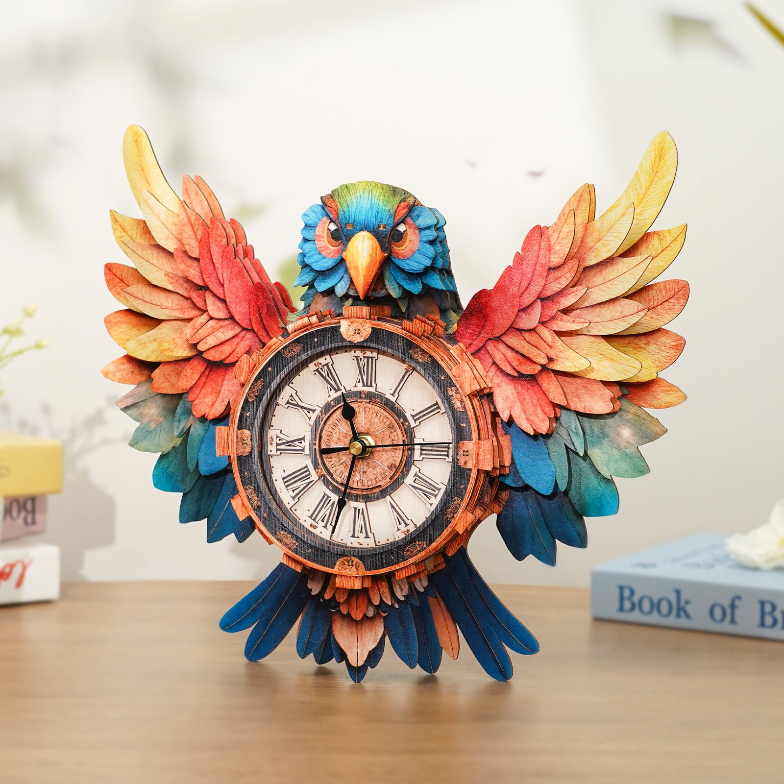 Parrot DIY Wooden Clock, 3D Puzzle Craft Kit