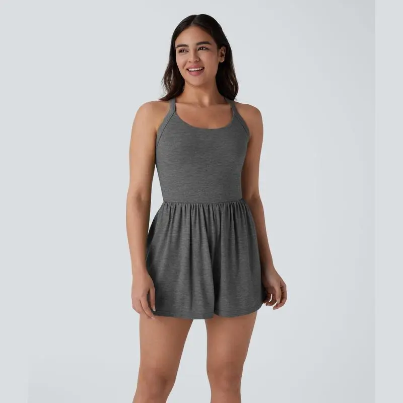 Women’s Backless Twisted Romper – 2-in-1 Resort Fit with Side Pockets | Easy Peezy Edition