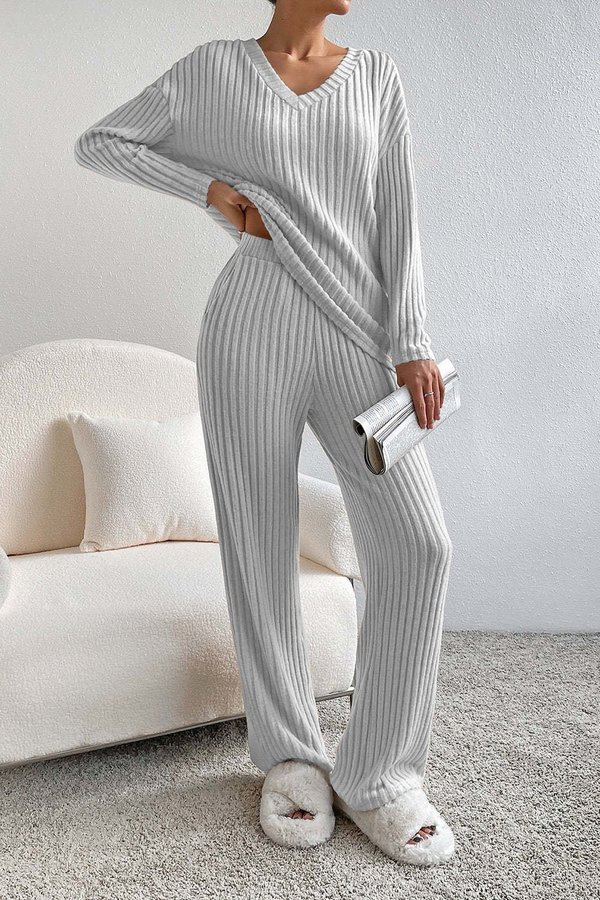 Women's Embossed Plain Daily Going Out Two-Piece Set Apricot Casual Spring/Fall Top With Pants Matching Set