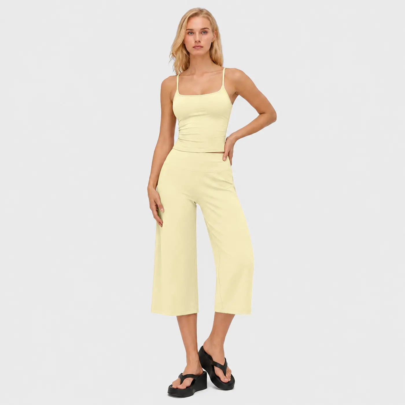 Women's 2-Piece Athleisure Workout Set – Slimming Camisole Tank & High Waisted Quick-Dry Shorts
