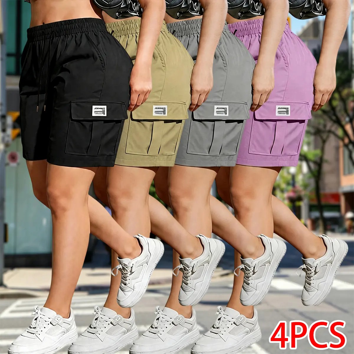 4-Pack Women's Quick-Dry Cargo Shorts | Lightweight, Stretch & Multi-Pocket