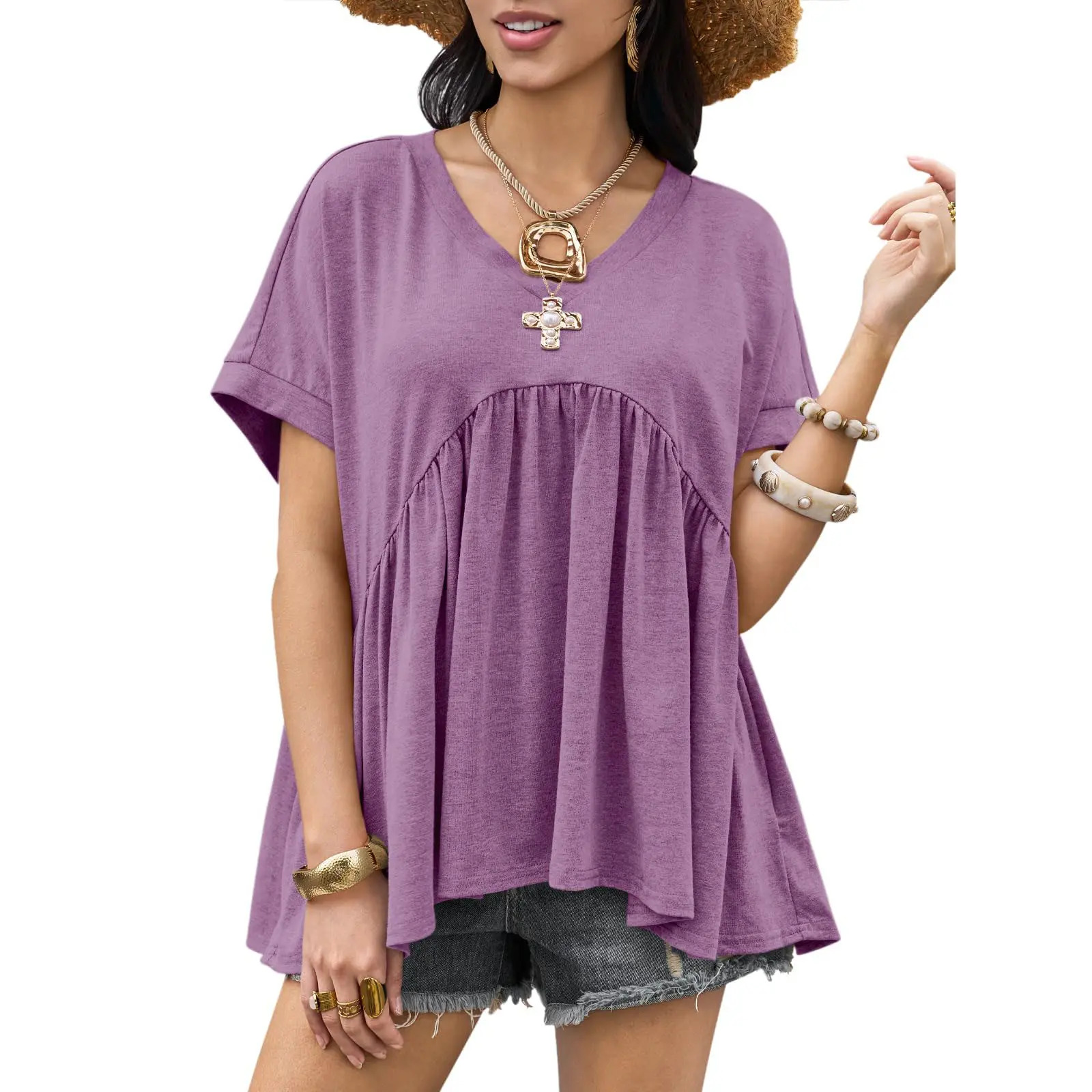 Women's Summer Ruffle-Hem Top