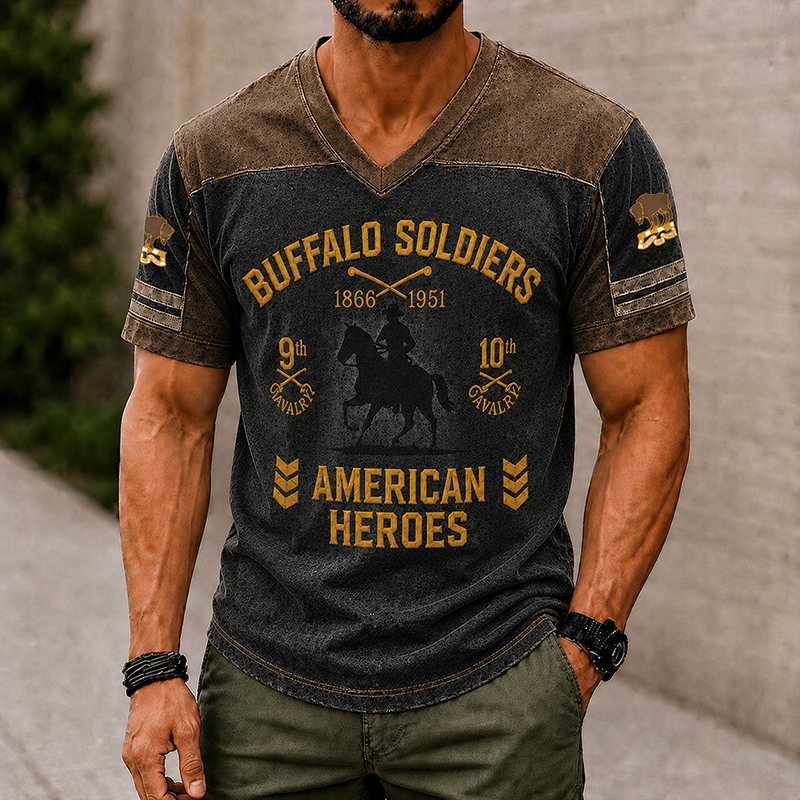 Men's Buffalo Soldier Summer V-Neck T-Shirt