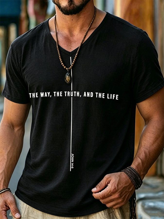 The Way The Truth And The Life John 14:6 Christian V Neck T-Shirt