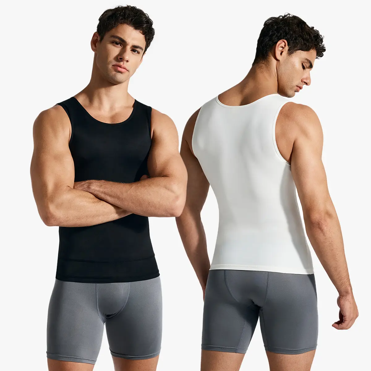 【2 pack】Men's Compression Shirt Shapewear Tanktop Menboobs And Tummy Control Fajas Undershirt