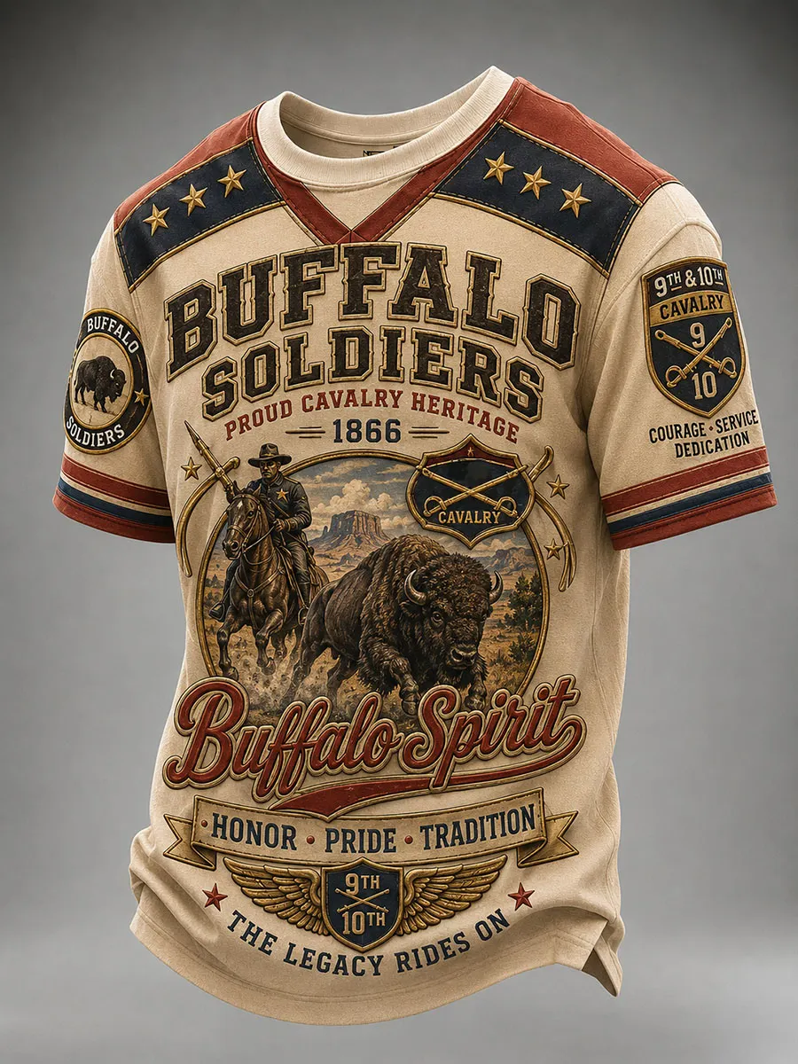 Buffalo Soldiers Vintage Cavalry Heritage 3D Graphic T-Shirt