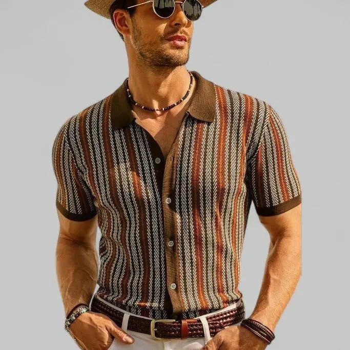 Men’s Retro Knit Button Polo Shirt