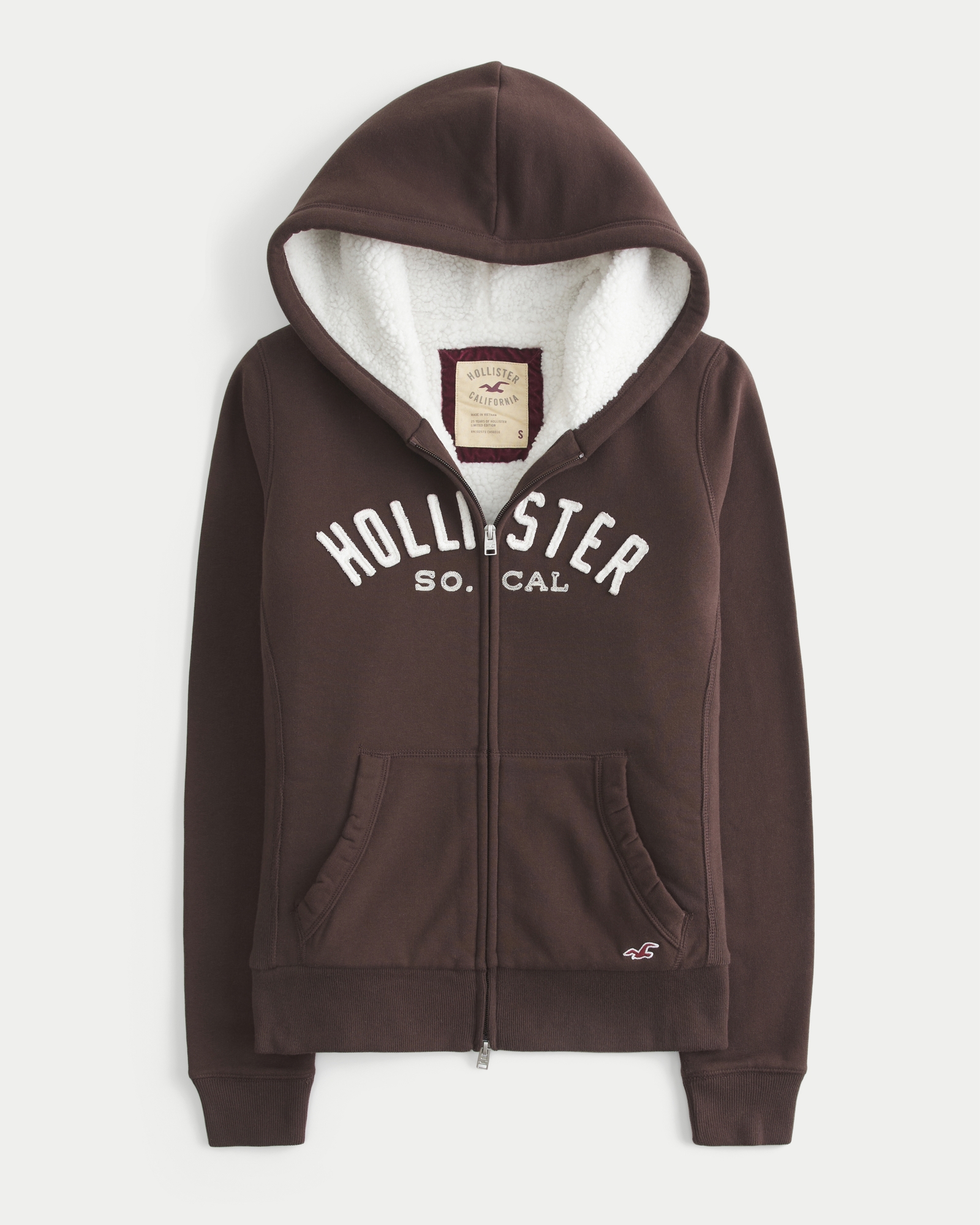 Holiday Vault Release Sherpa-Lined Zip-Up Logo Graphic Hoodie