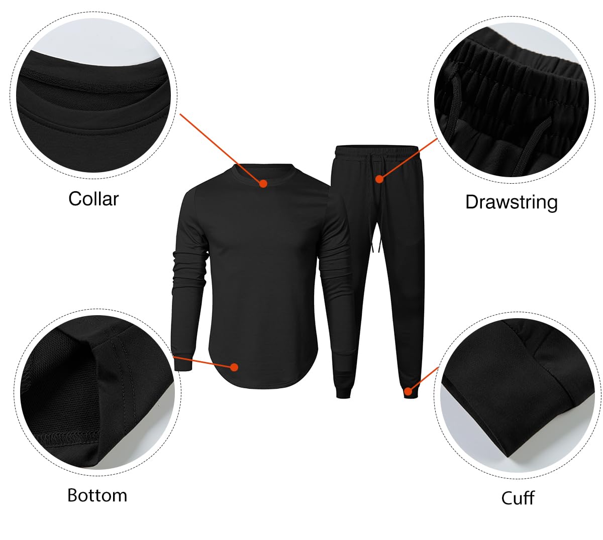Men's 2 Piece Outfits Solid Color Cotton Pullover Sweatshirt Tracksuit & Joggers Sweatpants Sweatsuit Set