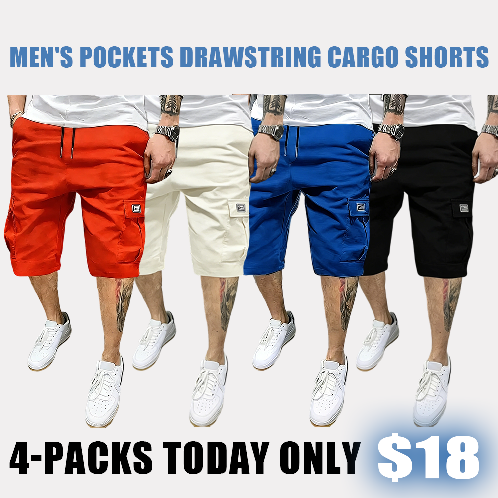 Men's Pockets Drawstring Cargo Shorts