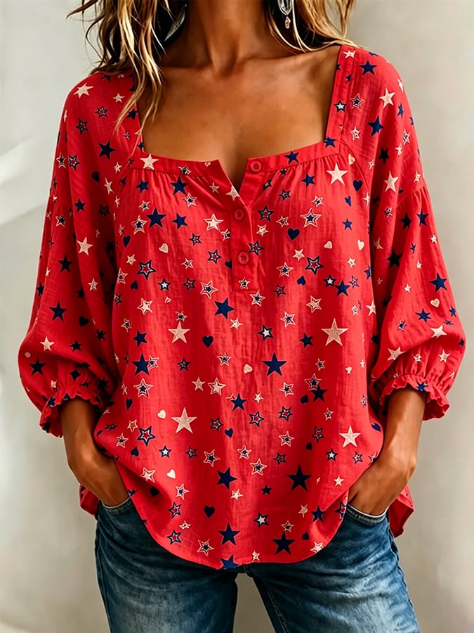 Women's 250th Anniversary  Flower Art  Print Top