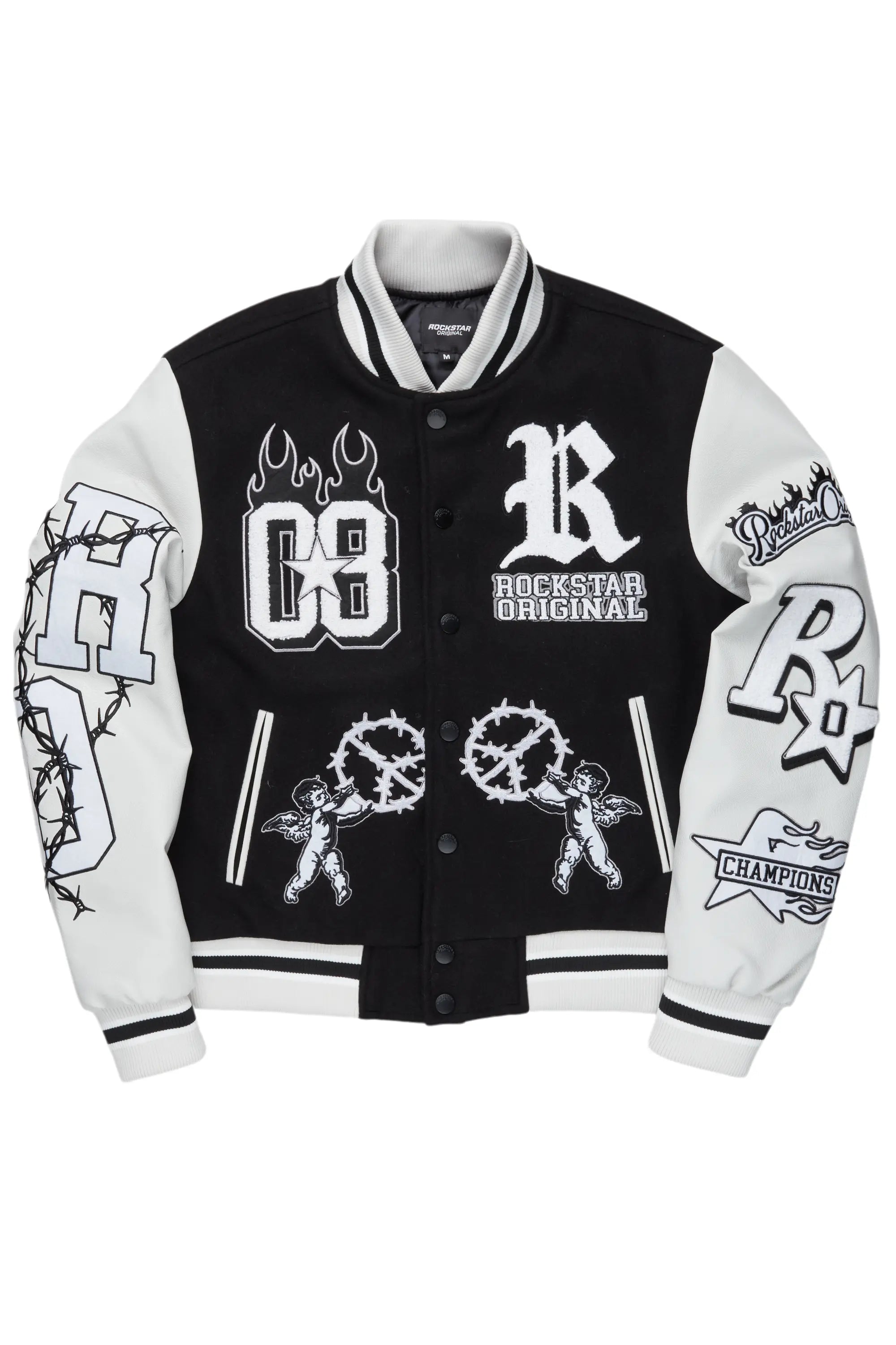 Vielsa Black Oversized Varsity Jacket