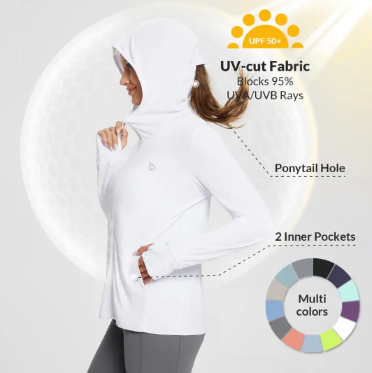 Women's UPF50+ Hoodie Sun Protection Shirts Lightweight Breathable SPF Jacket UV Summer Outdoor Hiking Gardening Fishing