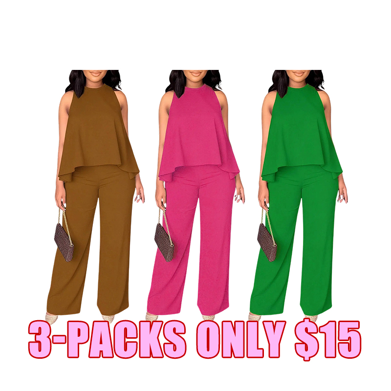 Summer Sleeveless Capri Top & Wide-Leg Pant Set