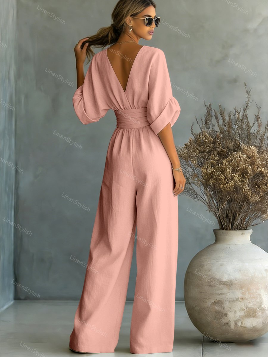 Essential V-neck Waist Jumpsuit Clearance Sale