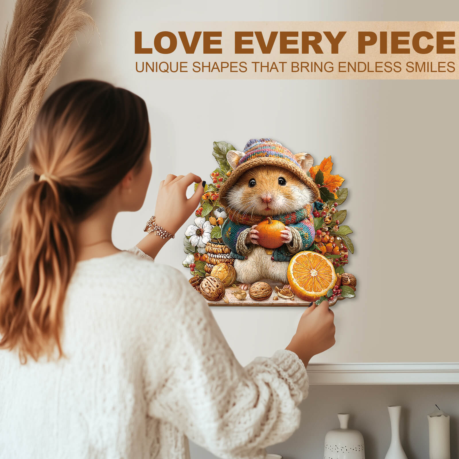 Cute Hamster Wooden Jigsaw Puzzle