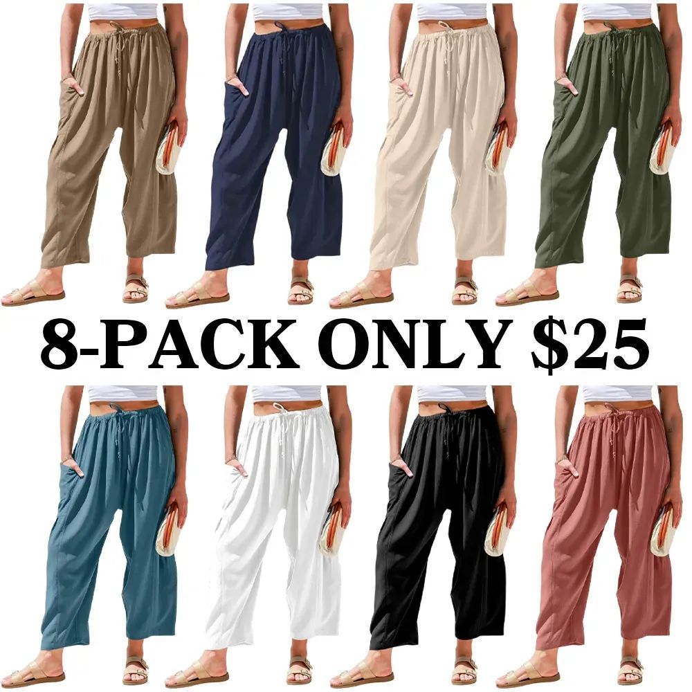 Womens Linen Wide Leg Pants