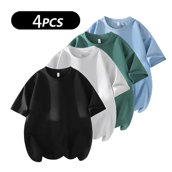 Men's 3PCS 100% cotton Crew Neck T-Shirts Set - Soft Loose Fit Navy Gray Black Tees for Casual Daily Wear