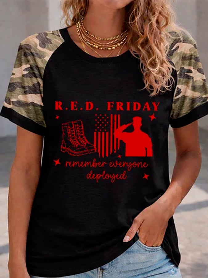 Women's Red Friday Print T-Shirt