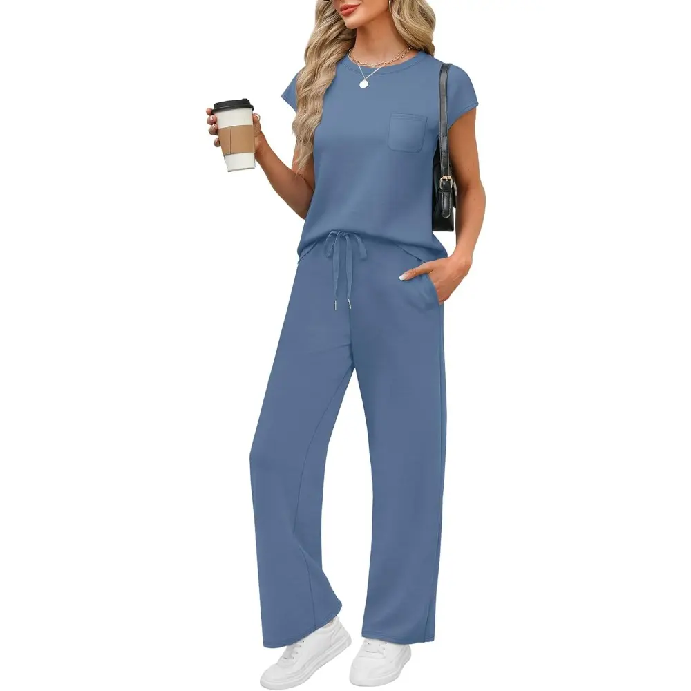 Women's Cap Sleeve Casual Lounge 2 Piece Set