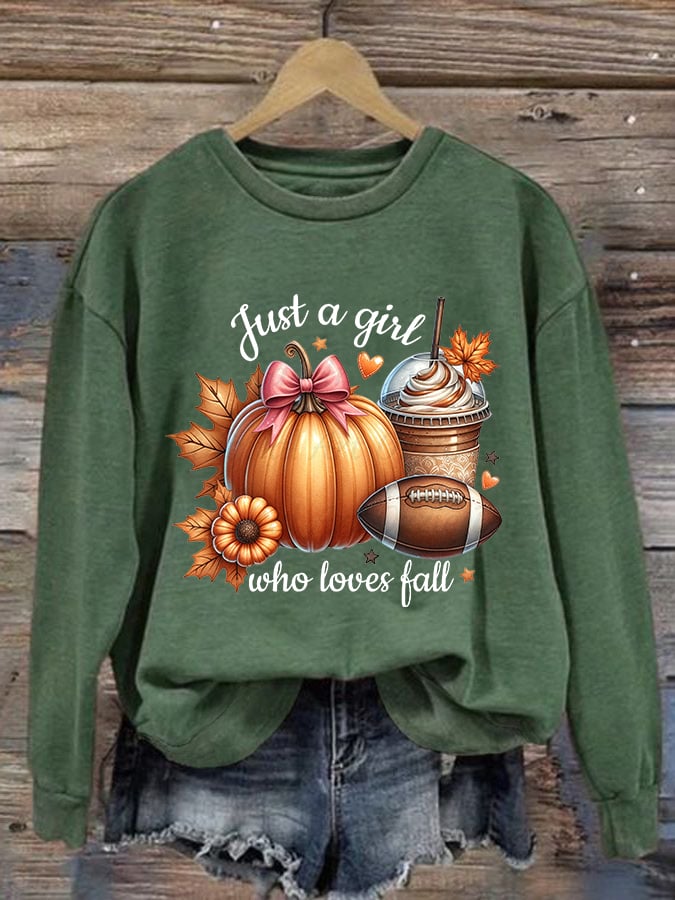 Women's Just A Girl Who Loves Fall Print Sweatshirt
