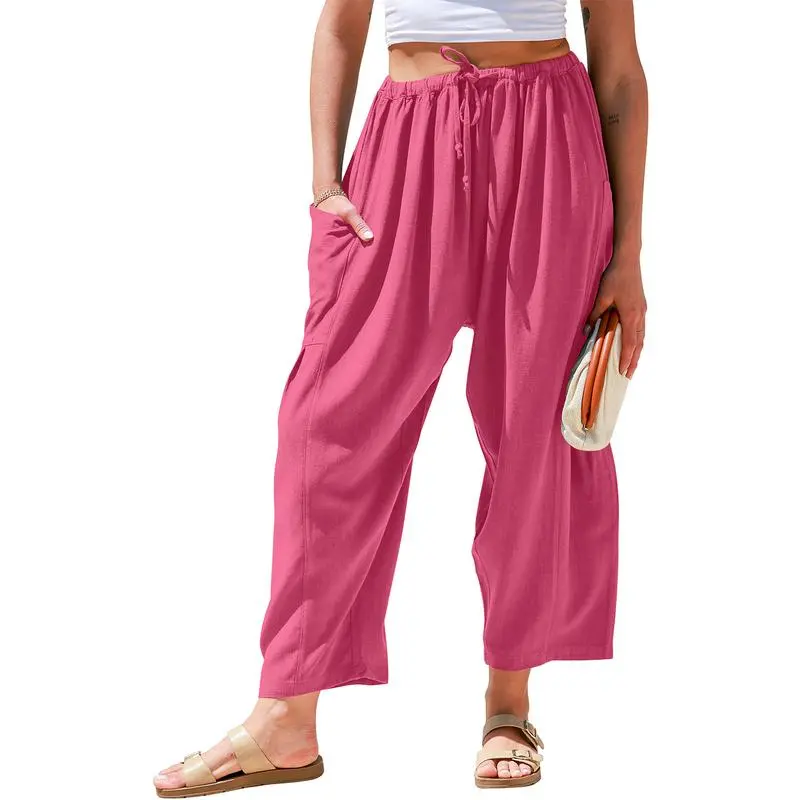 Womens Linen Wide Leg Pants